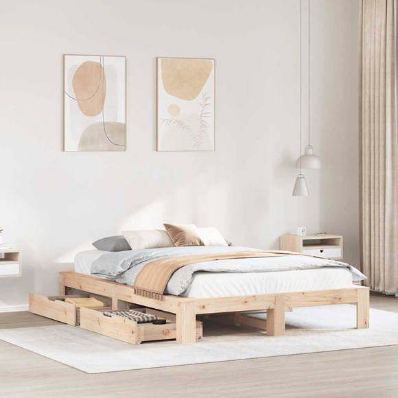 vidaXL Massivholzbett ohne Matratze 140x190 cm Kiefernholz