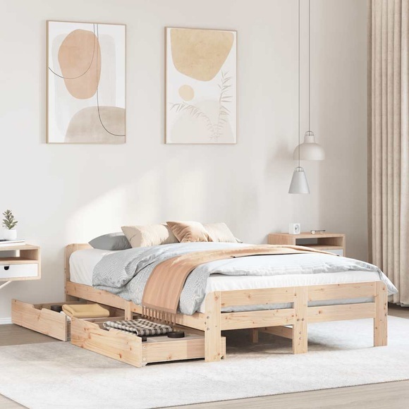 vidaXL Massivholzbett ohne Matratze 135x190 cm Kiefernholz