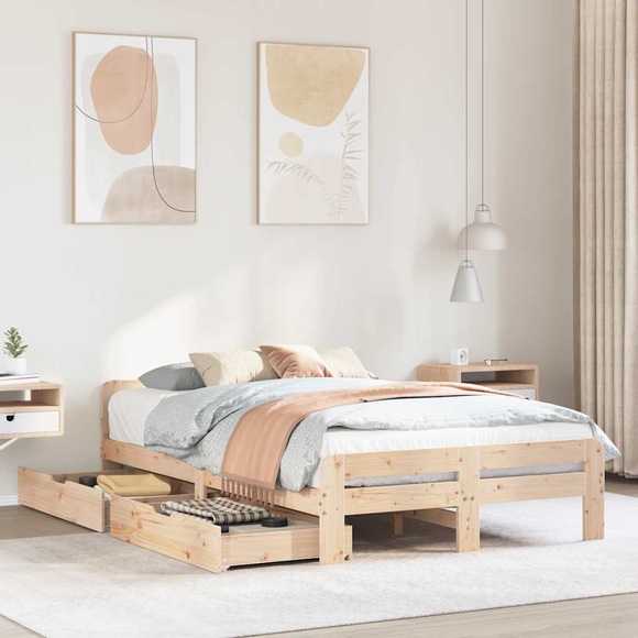 vidaXL Massivholzbett ohne Matratze 120x190 cm Kiefernholz