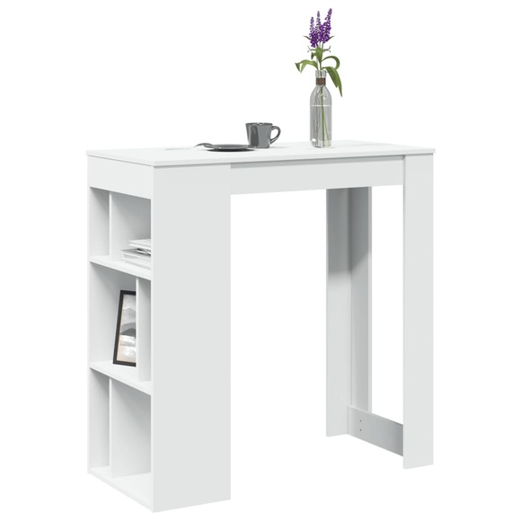 vidaXL Bartisch mit Regal Weiß 102x50x103,5 cm Holzwerkstoff