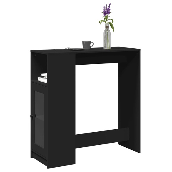 vidaXL Bartisch mit Regal Schwarz 101x40x103,5 cm Holzwerkstoff
