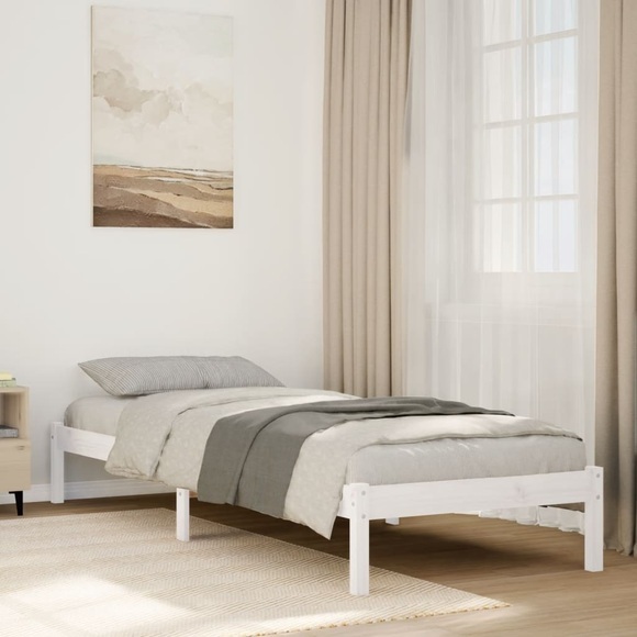 vidaXL Massivholzbett Extra Lang ohne Matratze Weiß 100x220 Kieferholz