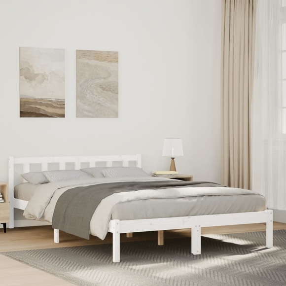 vidaXL Massivholzbett Extra Lang ohne Matratze Weiß 160x210 Kieferholz