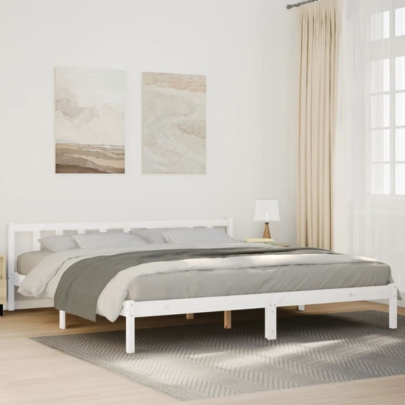 vidaXL Massivholzbett Extra Lang ohne Matratze Weiß 180x220 Kieferholz
