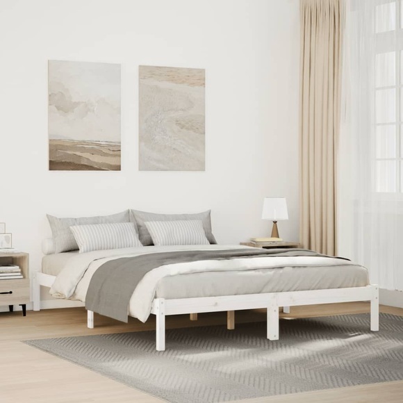 vidaXL Massivholzbett Extra Lang ohne Matratze Weiß 140x210 Kieferholz