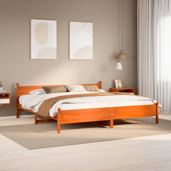 vidaXL Massivholzbett ohne Matratze Wachsbraun 180x200 Kiefernholz