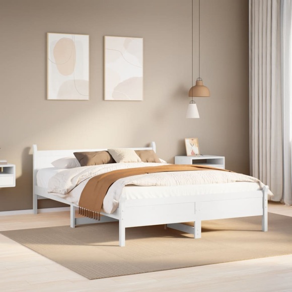 vidaXL Massivholzbett ohne Matratze Weiß 140x200 cm Kiefernholz