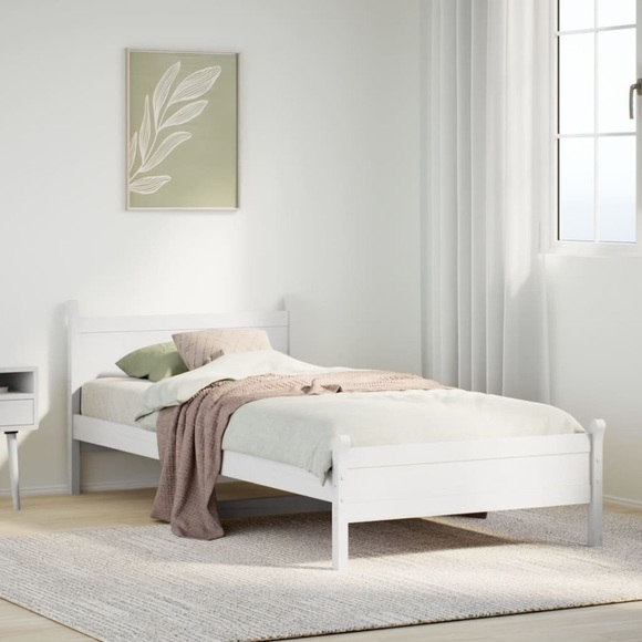 vidaXL Massivholzbett ohne Matratze Weiß 75x190 cm Kiefernholz