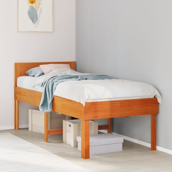 vidaXL Massivholzbett ohne Matratze Wachsbraun 80x200 cm Kiefernholz