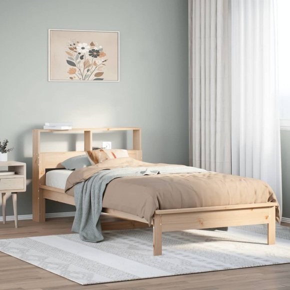 vidaXL Massivholzbett mit Regal ohne Matratze 100x200 cm Kiefer