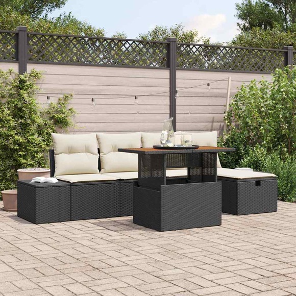 VidaXL - Garten sofa set poly-rattan, One Size, Schwarz