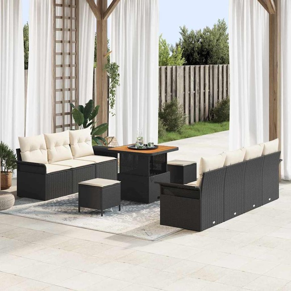 VidaXL - Gartensofa-set poly-rattan, One Size, Schwarz