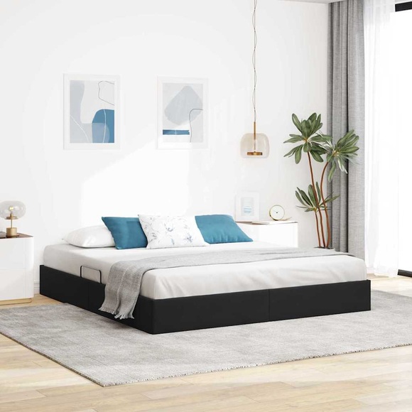 vidaXL Aufbewahrungsbett mit Kopfteil Schwarz 180 x 200 cm Samt