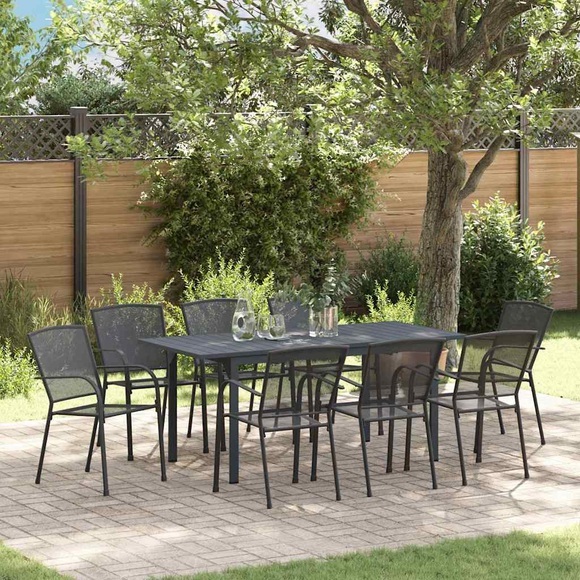 VidaXL - Garten essgruppe pulverbeschichteter stahl, One Size, Anthrazit