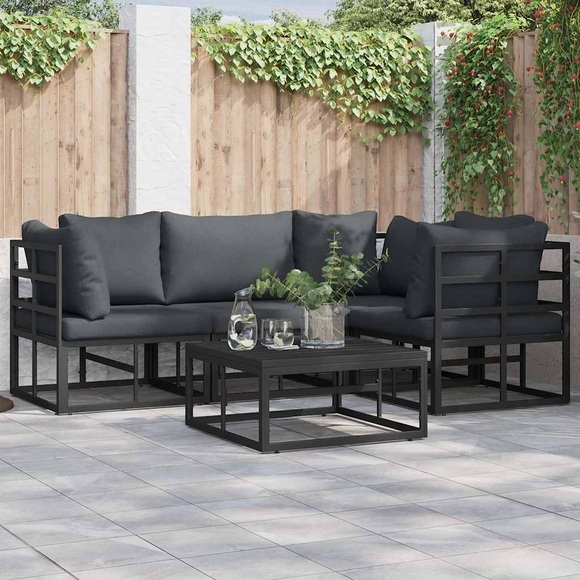 VidaXL - Garten-sofa aluminium, One Size, Schwarz