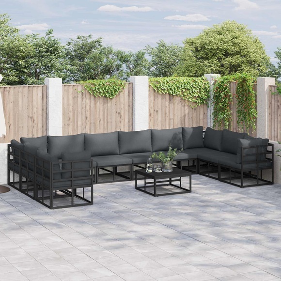VidaXL - Garten-sofa aluminium, One Size, Schwarz