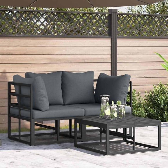 VidaXL - Garten-sofa metall, One Size, Schwarz