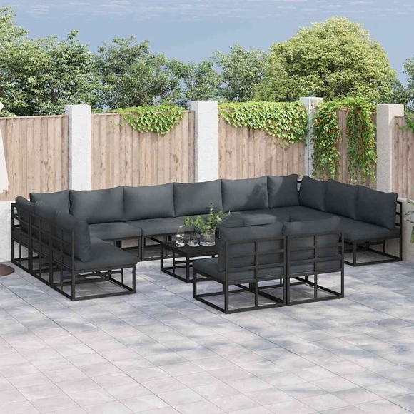 VidaXL - Garten-sofa aluminium, One Size, Schwarz