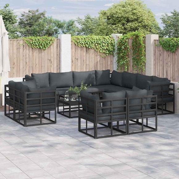 VidaXL - Garten-sofa aluminium, One Size, Schwarz