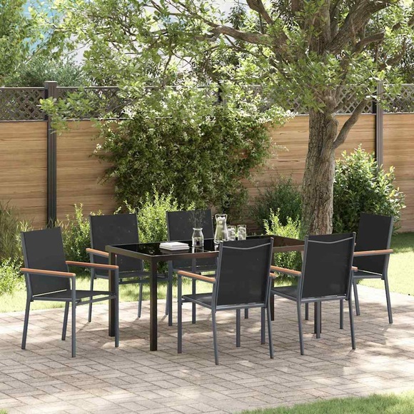 VidaXL - Garten essgruppe textilene, One Size, Schwarz