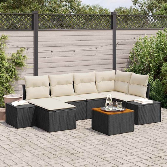 VidaXL - Garten sofa set poly-rattan, One Size, Schwarz