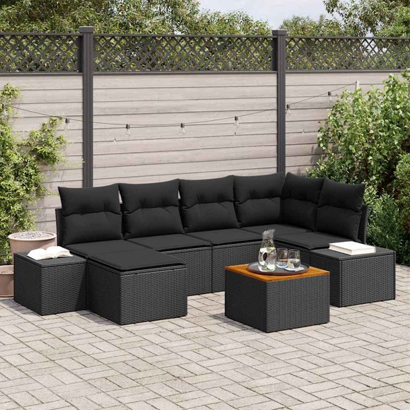 VidaXL - Garten sofa set poly-rattan, One Size, Schwarz