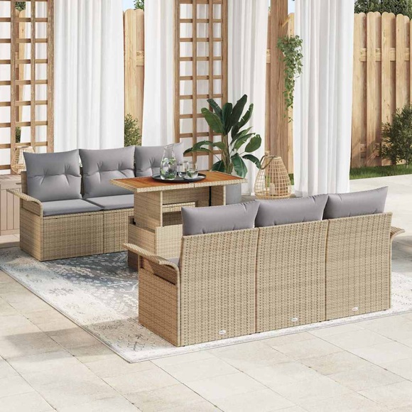 VidaXL - Garten-sofa-set poly-rattan, One Size, Beige