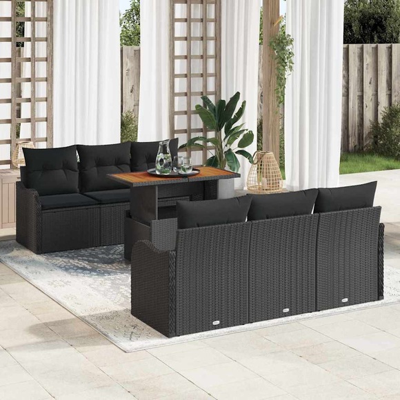 VidaXL - Garten-sofa-set poly-rattan, One Size, Schwarz