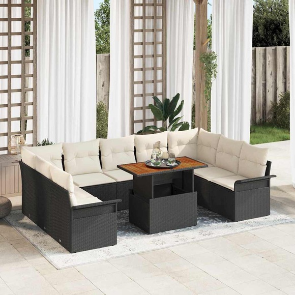 VidaXL - Garten-sofa-set poly-rattan, One Size, Schwarz
