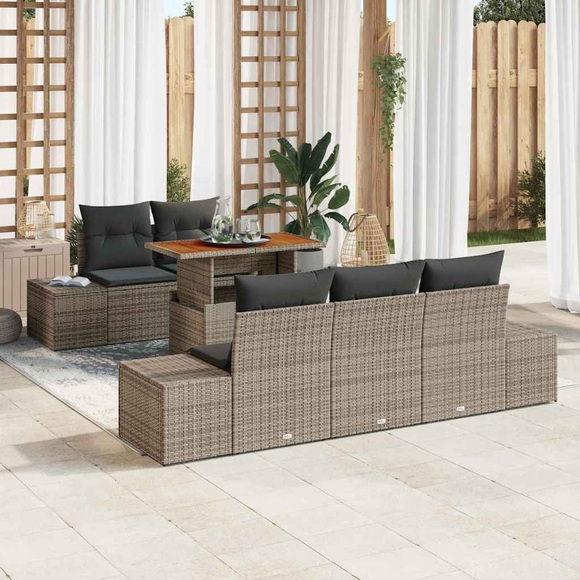 VidaXL - Garten-sofa-set poly-rattan, One Size, Grau