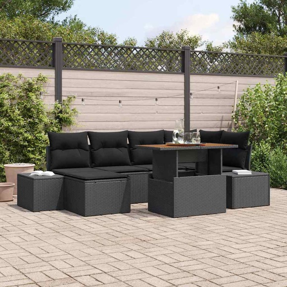 VidaXL - Garten-sofa-set poly-rattan, One Size, Schwarz