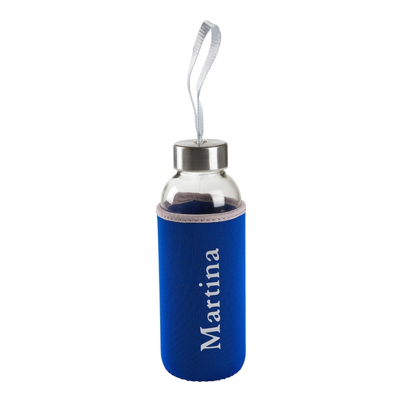 Trinkflasche mit Namen, blau