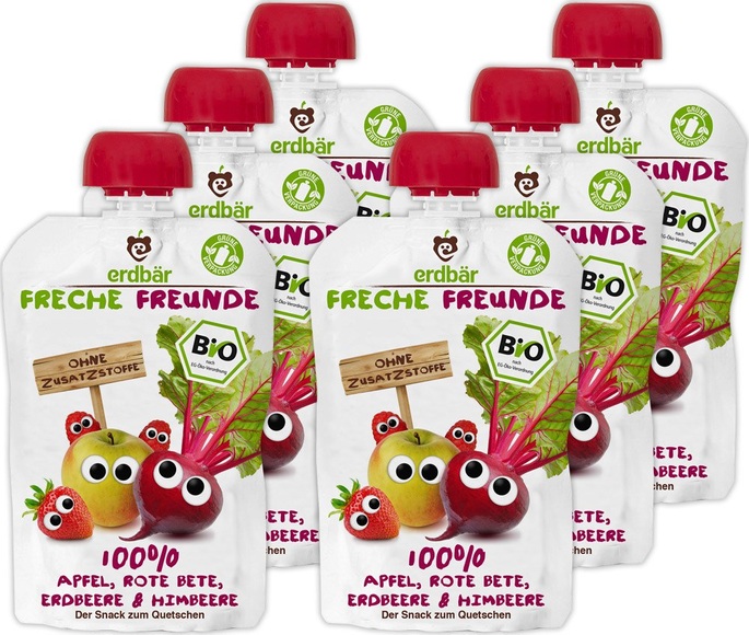 erdbär Freche Freunde 100% Obst & Gemüse Quetschies