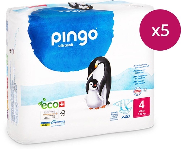Pingo - - 40 Eco Windeln Größe 4 - Die klimaneutrale Schweizerschicht! 7-18 kg