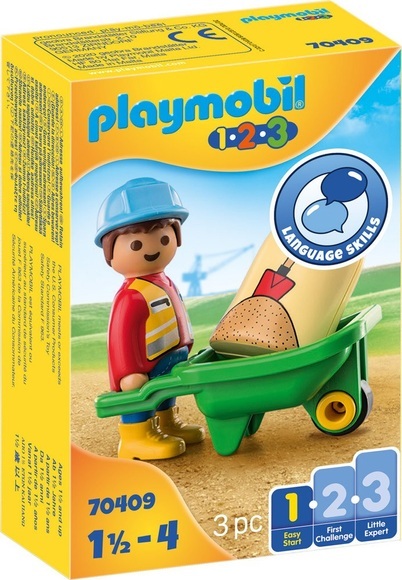 70409 Bauarbeiter mit Schubkarre, Konstruktionsspielzeug