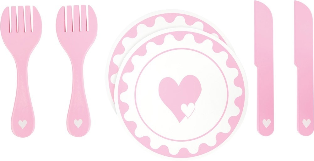 Legler - Set Teller und Besteck - Rosa und Weiss