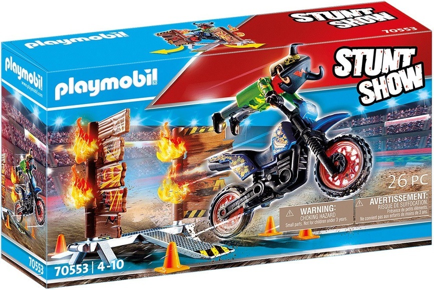 PLAYMOBIL 70553 Stuntshow Motorrad mit Feuerwand