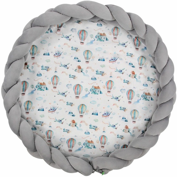 LULANDO Art Collection Krabbeldecke Zopf Velvet Plane - grau - Gr.80x80 cm