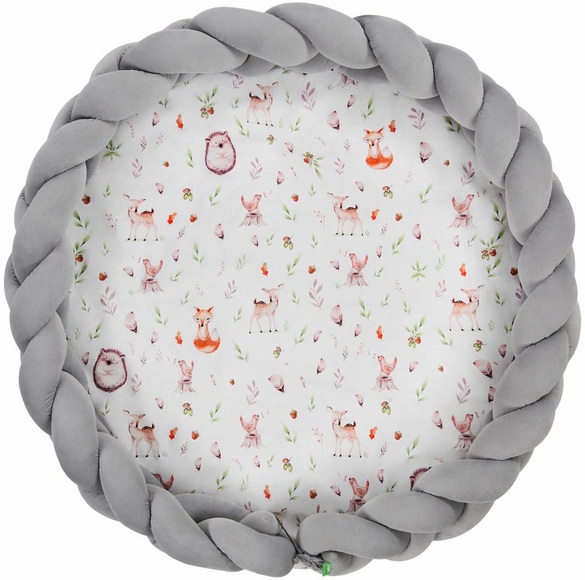LULANDO Art Collection Krabbeldecke Zopf Velvet Forest - grau - Gr.80x80 cm