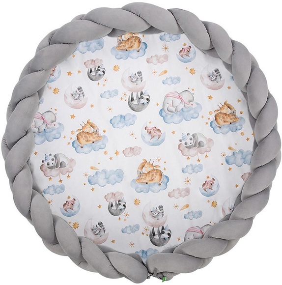 LULANDO Art Collection Krabbeldecke Zopf Velvet Sleepy - grau - Gr.80x80 cm