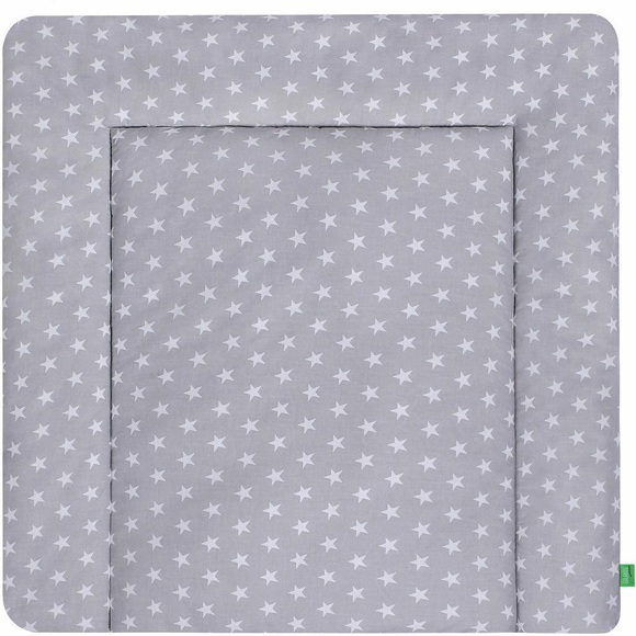 LULANDO Wickelauflage mit 2 Bezügen Sternchen grau 75 x 80 cm