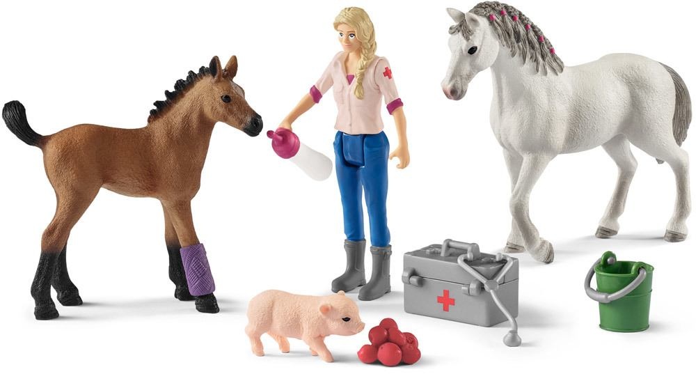 Schleich Farm World - Schleich Arztbesuch bei Stute und Fohlen (19x5,5x11,5) in bunt
