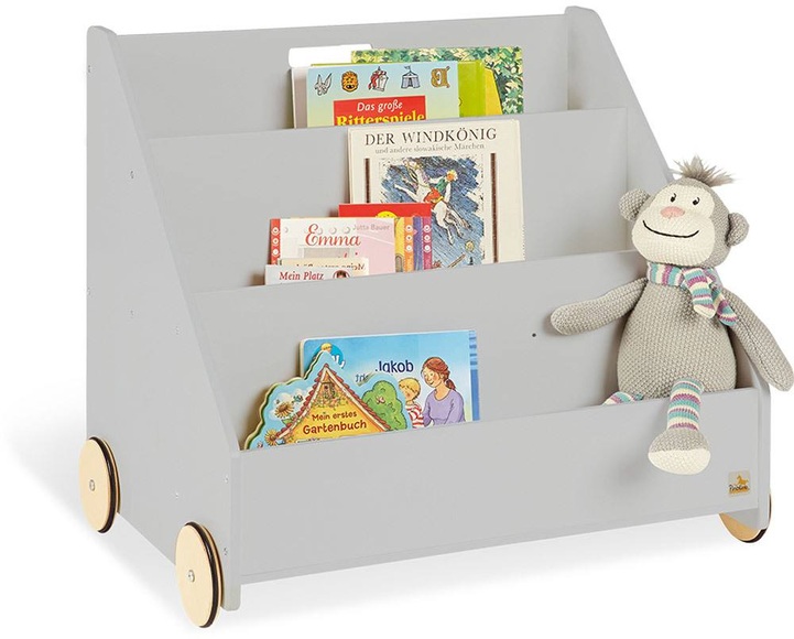 Pinolino Kinder-Bücherregal mit Rollen Lasse, grau