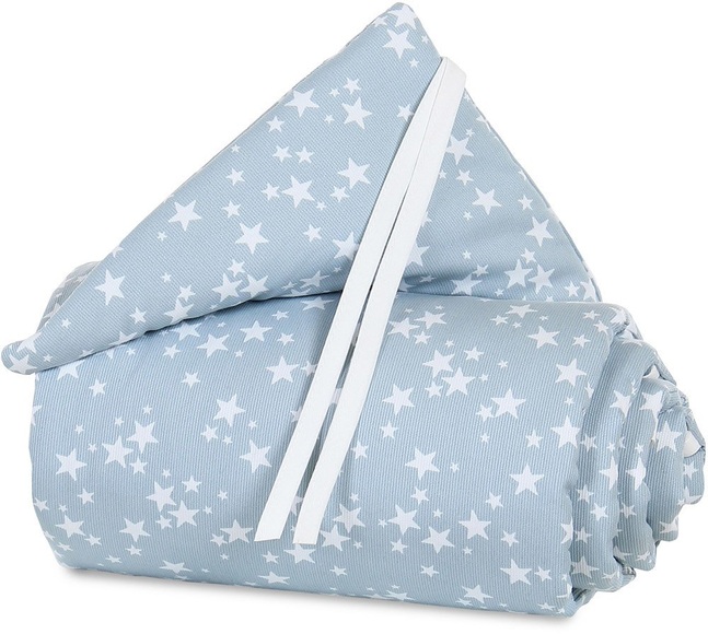Babybay Boxspring XXL Nestchen Piqué Azurblau Sterne Weiß