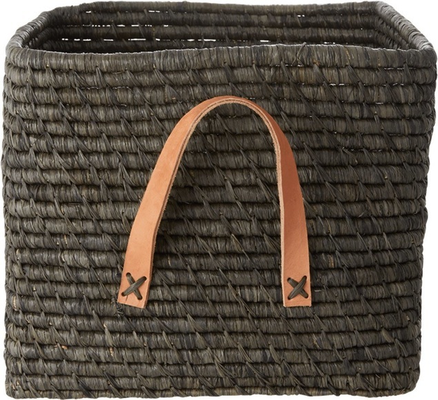 rice Raffia-Aufbewahrungskorb ELEGANT(30x30x25) in dunkelgrau
