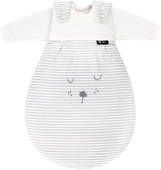 Alvi® Schlafsack-Set BABY-MÄXCHEN® - FACES 3-teilig in hellgrau in Gr. 68/74