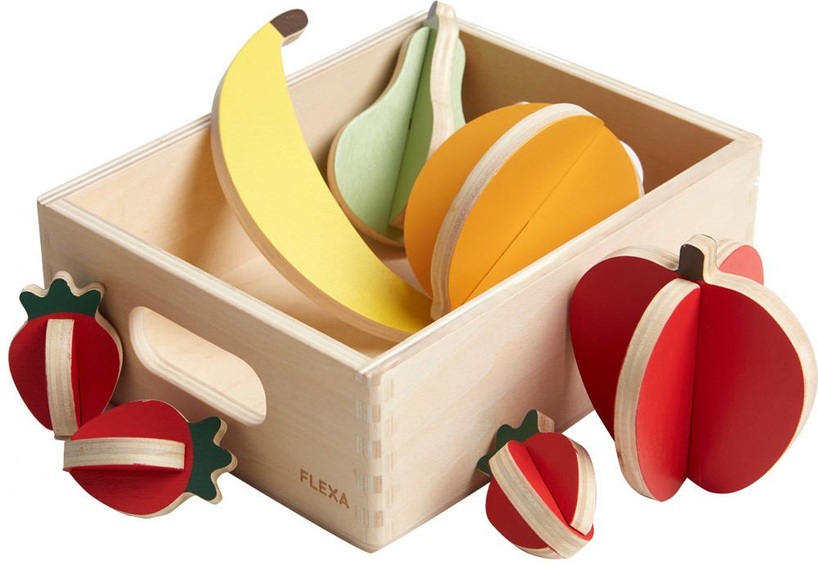 FLEXA Holz-Lebensmittel OBST 8-teilig mit Kiste