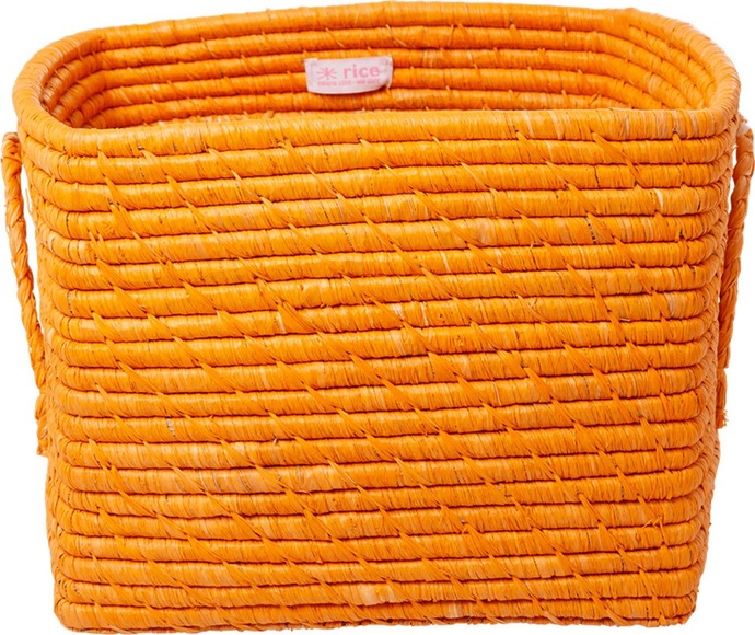 rice Raffia-Korb SQUARE - TANGERINE (25x30x30) in orange