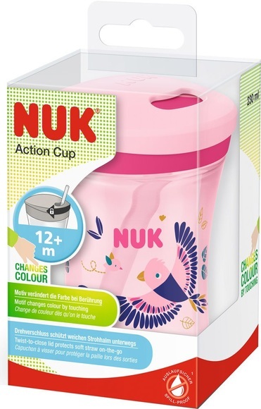 NUK Trinklernbecher Action Cup, Color Change, rosa