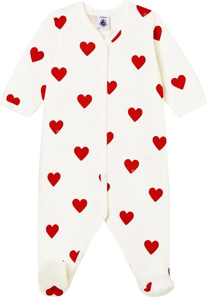 Petit Bateau Strampler aus Molton mit Herzmuster